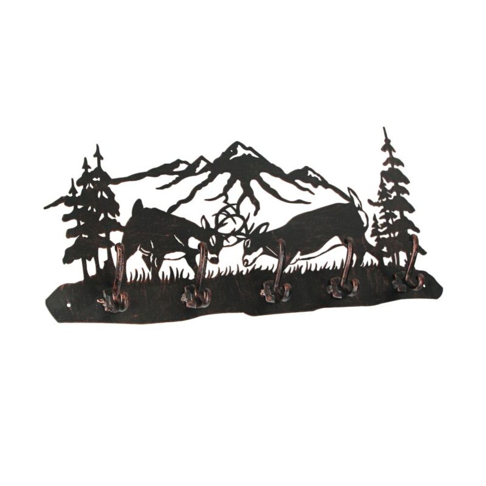 Black Laser Cut Metal Deer Hook Rack Decorative Wall Mounted Key And Coat Hanger